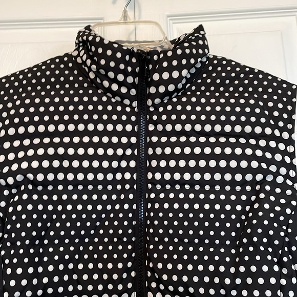 Women’s Talbots 2x puffer vest Black/white Polka dot elastic gather back cinch - Picture 1 of 8